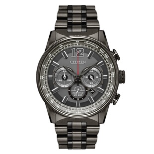 特价Citizen光动能男士手表CA0275-55E酷黑三眼计时码表