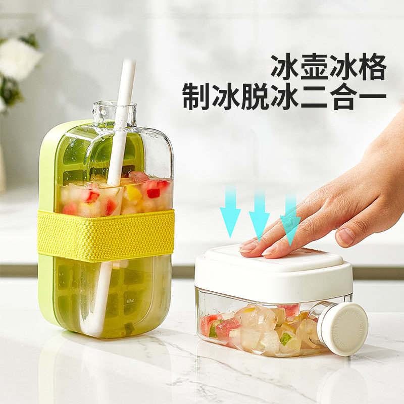 自带冰格杯子水杯外带便携咖啡杯冷萃杯冰块模具制冰杯冷饮塑料杯图片