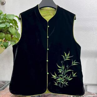 女装 新款 上衣高档显瘦马夹 2025秋冬季 中国风双面穿丝绒马甲新中式