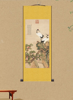 新中式双鹤牡丹风水墨挂画