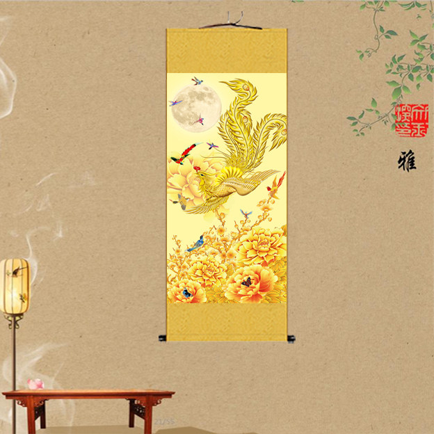 百鸟朝凤图国画入户玄关装饰画