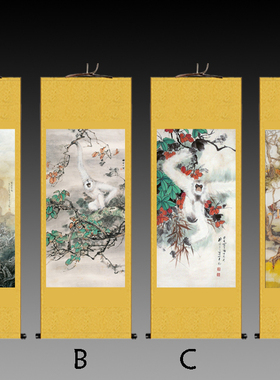 猴子美女画像挂画客厅装饰画竖版