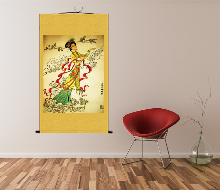 天后圣母妈祖丝绸画海神画像卷轴画出海保平安装饰画神仙妈祖挂画