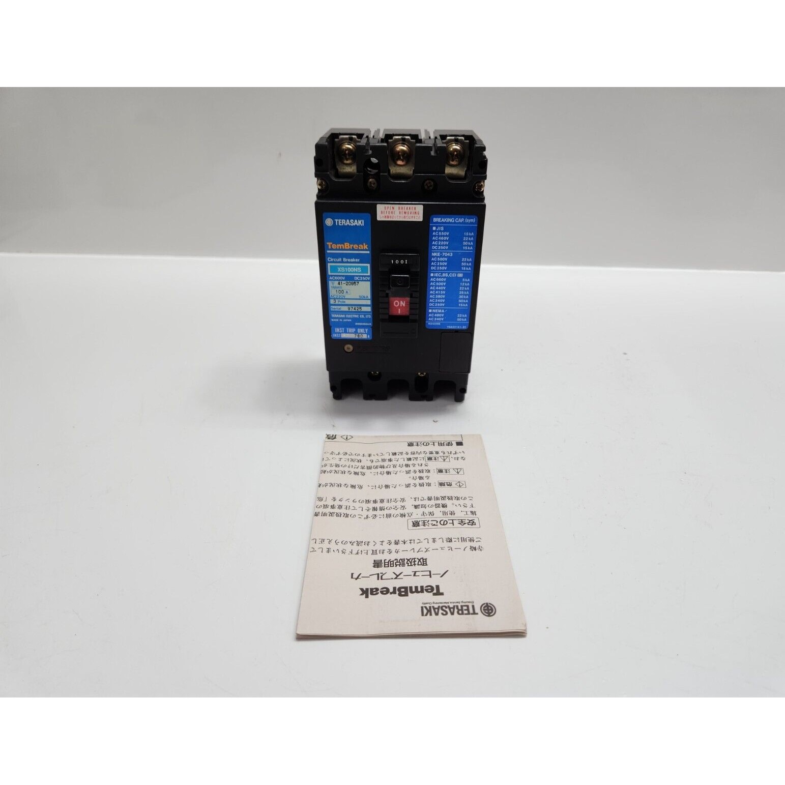 TERASAKI XS100NS TEMBREAK 3-POLE CIRCUIT BREAKER 100A