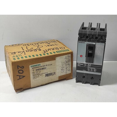 Siemens HHED63M020 MCCB 50C3P 20A 600V Serie Sentron Interru