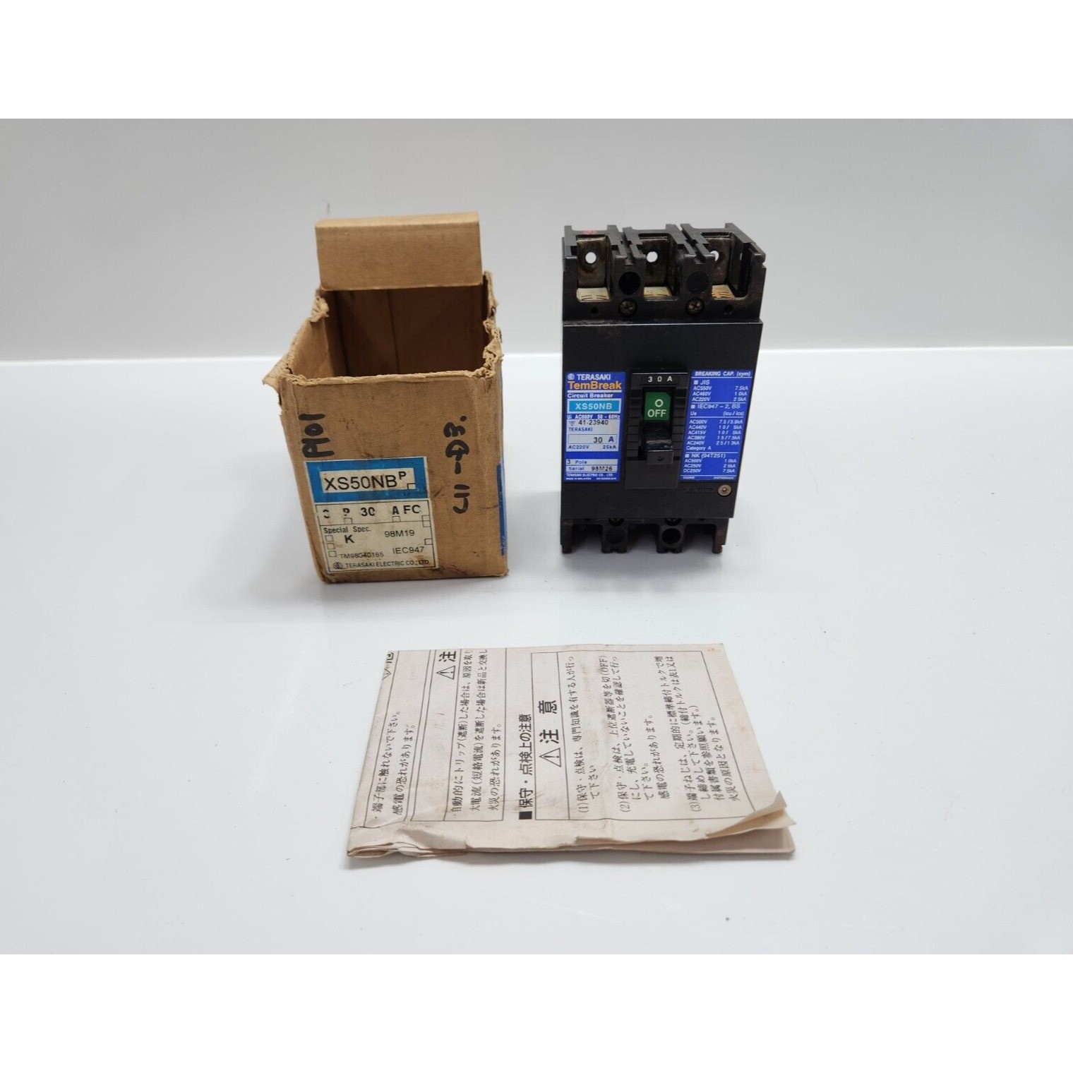 TERASAKI XS50NB TEMBREAK 3-POLE CIRCUIT BREAKER 30A