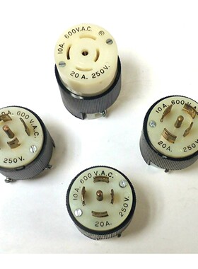 HUBBELL 3 PCS- MALE TWIST LOCK PLUGS & 1- FEMALE RECEPTACLE