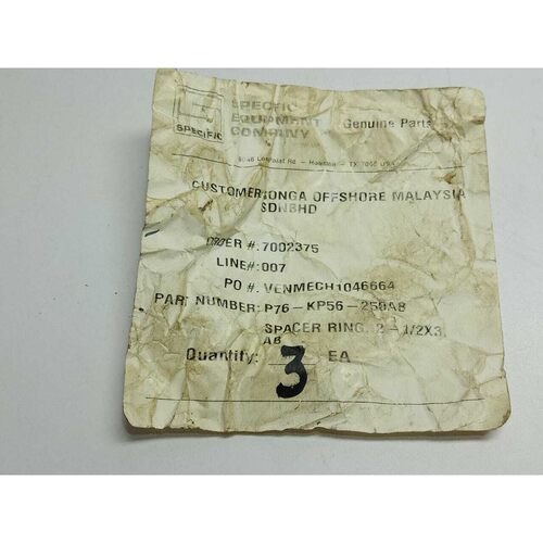 Specific Equipment Company P76-KP56-250AB Espaciador Anillo
