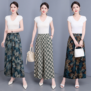 子夏季 中老年妈妈裤 跳舞裤 休闲薄款 高端纯棉绸阔腿裤 裙裤 2026新款