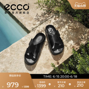 ECCO爱步男士拖鞋外穿 夏季简约透气交叉带子凉拖鞋 科摩500994