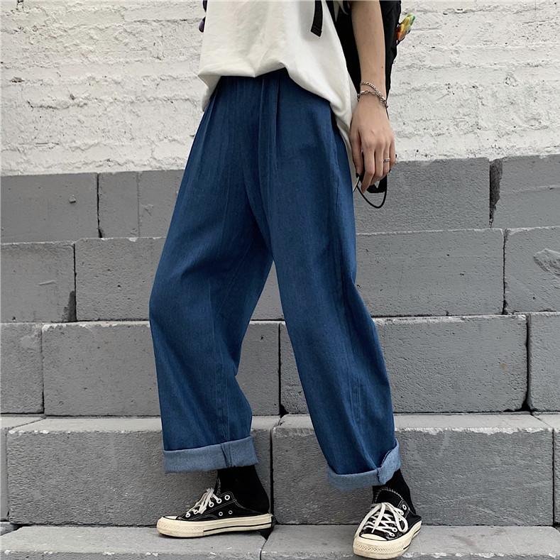 Korea studios. the republic of korea ins Retro Elastic Jeans Straight pants Wide leg pants Diddy Influx of men and womenin the Men's clothing, Casual pants  category - from Buy2taobao.com to provide professional Taobao agent buy service