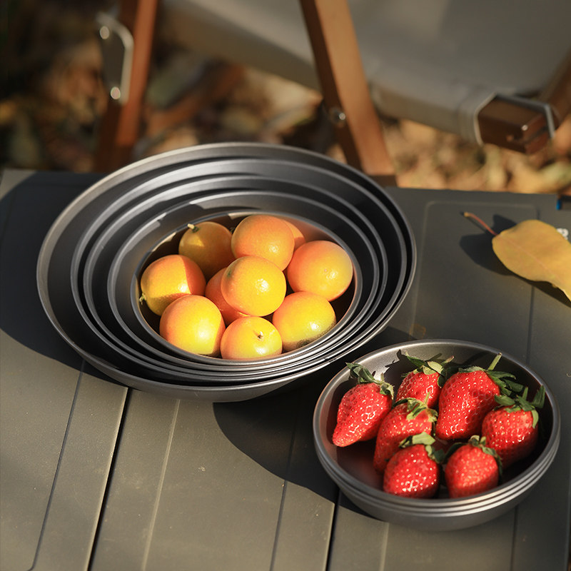 揽胜户外纯钛餐碟野餐露营旅行轻便易携水果沙拉盘家用零食大盘子,户外/登山/野营/旅行用品,野餐餐具,淘宝优惠券,粉丝福利购,淘宝优惠卷