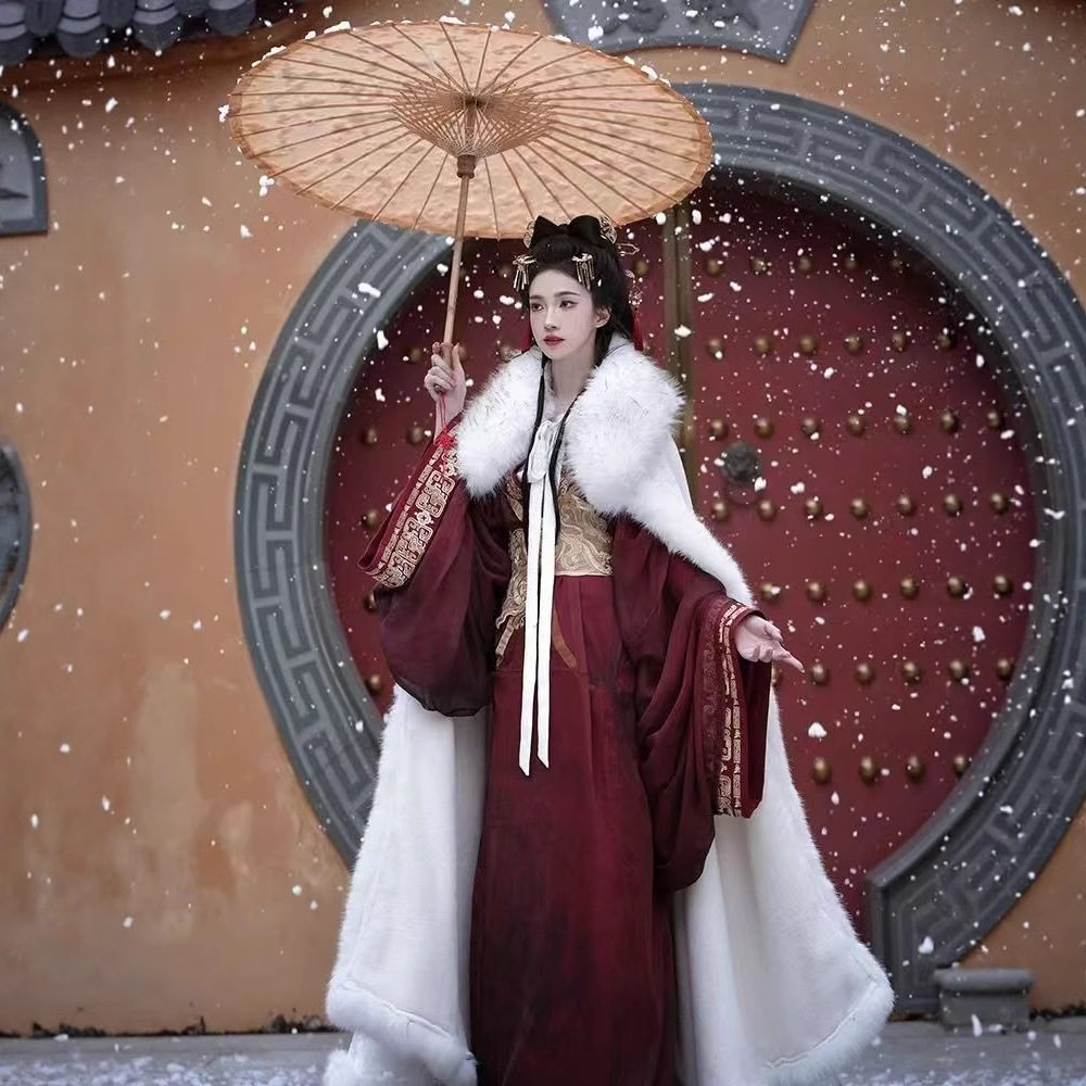 新款汉服女加绒加厚保暖斗篷国风重工刺绣披风冬季日常超仙气古装,女装/女士精品,汉服套装,淘宝优惠券,粉丝福利购,淘宝优惠卷