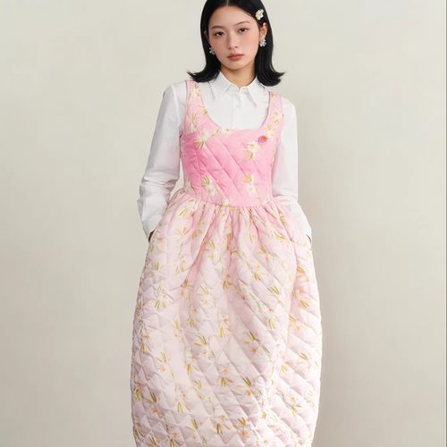 毛哩麂皮绒渐变学院夹棉碎花秋冬