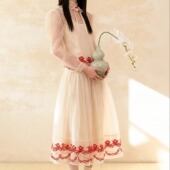 领上衣 高级香槟刺绣网纱中式 半裙 新中式 毛哩MOOLY