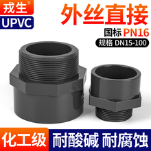 戎生UPVC外牙直接外丝内插变径螺纹直通接头化工PVC管水管20 25