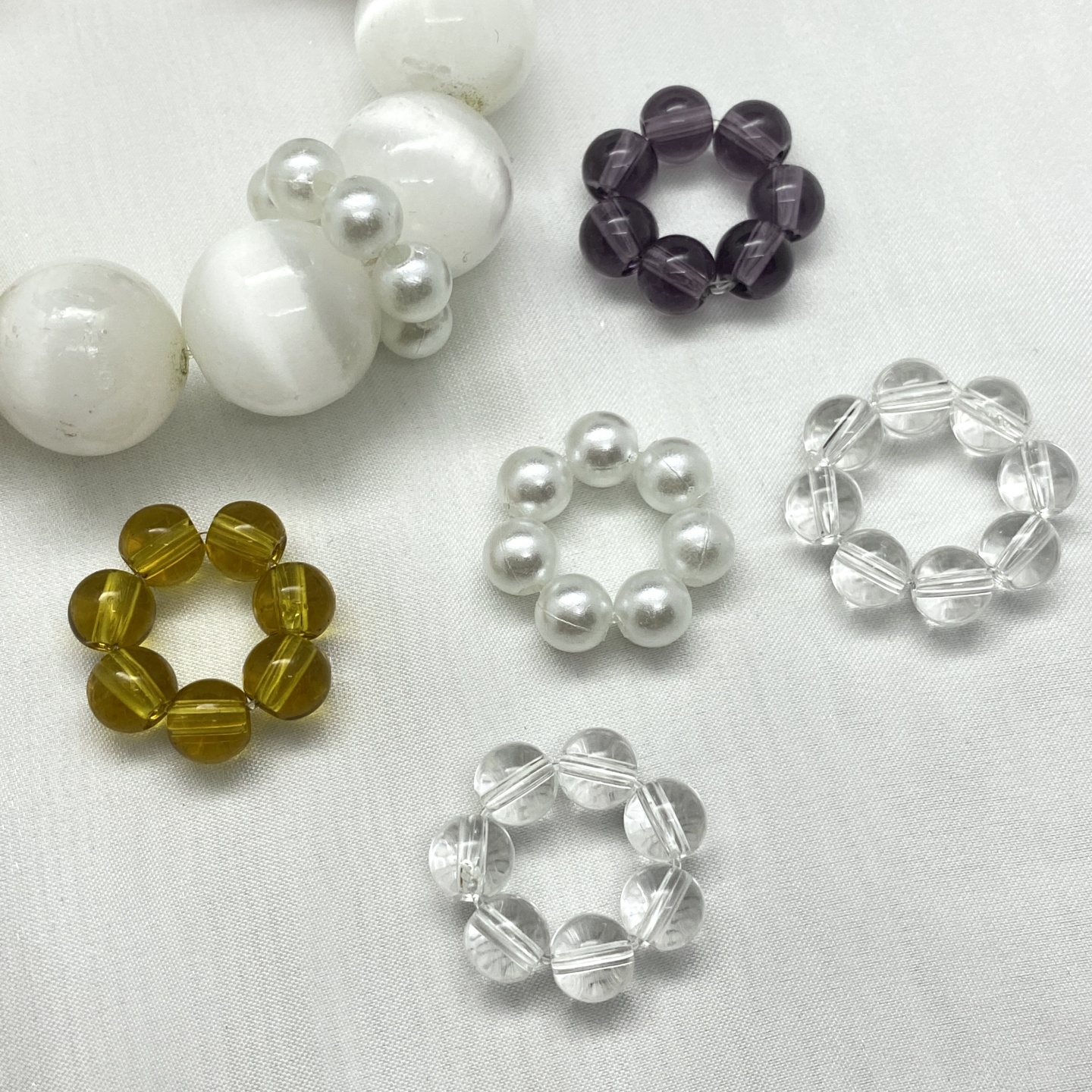 水晶diy配饰品玻璃仿珍珠跑环花环隔珠隔片手串珠宝材料手链配件