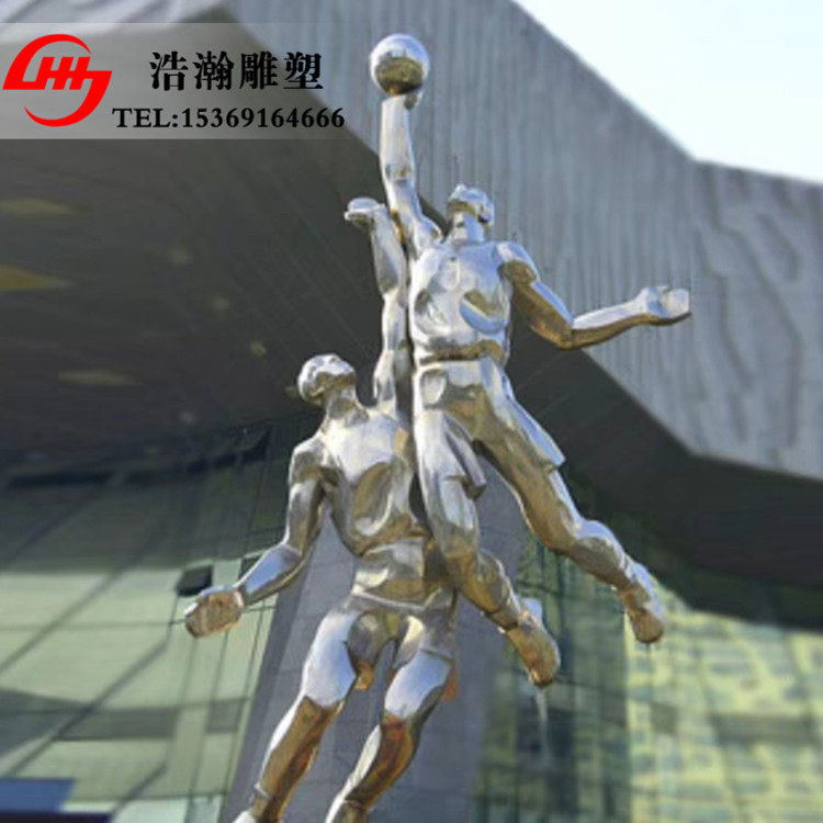 不锈钢仿铜人物打篮球运动主题校园体育雕塑城市景观园林摆件