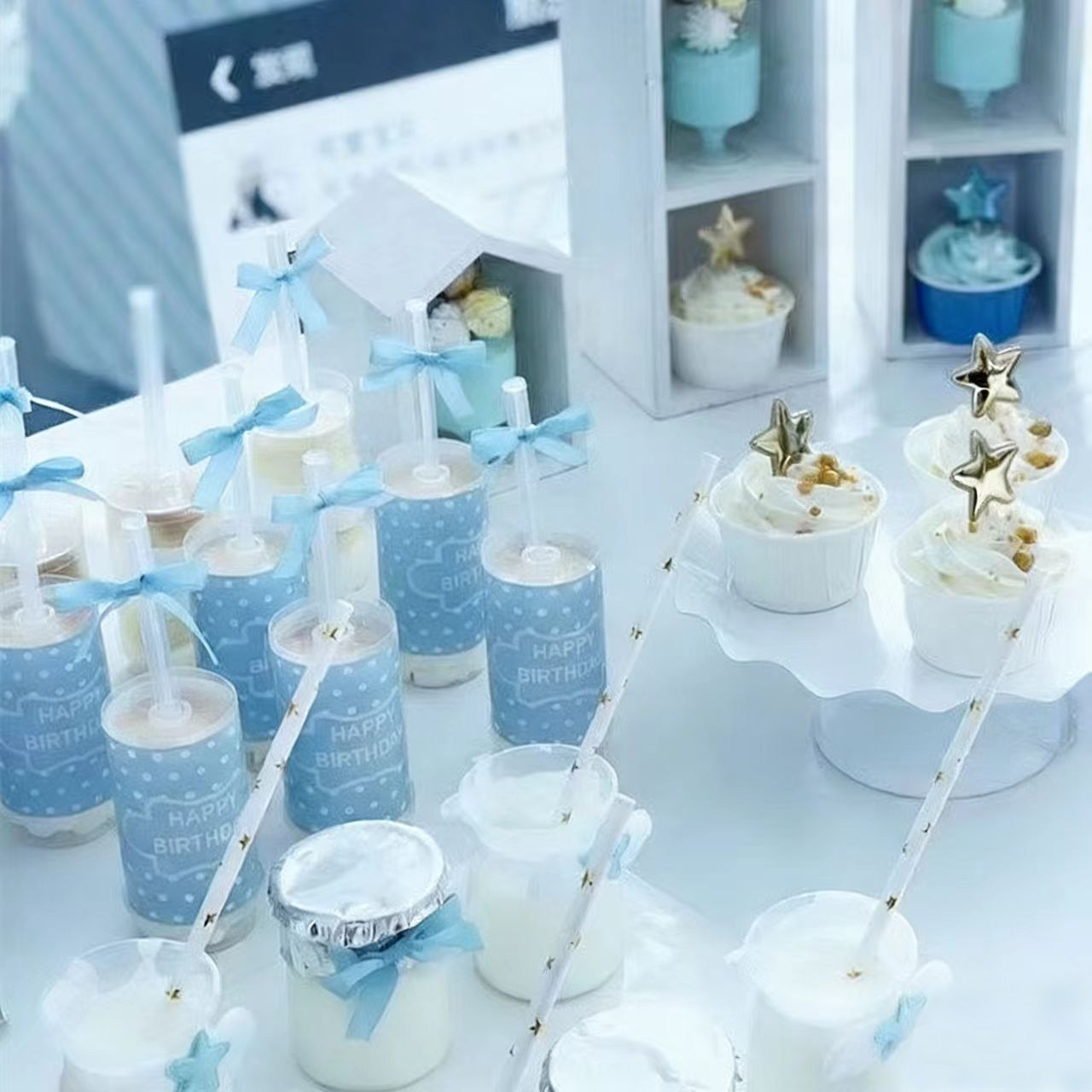 蓝色甜品台布置小王子宝宝派对蛋糕插牌装饰纸杯布丁瓶推推乐贴纸,节庆用品/礼品,节日装扮用品,淘宝优惠券,粉丝福利购,淘宝优惠卷