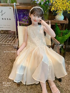 2026夏季新款小女孩洋气短袖连衣裙大童女装时髦女童装公主纱裙