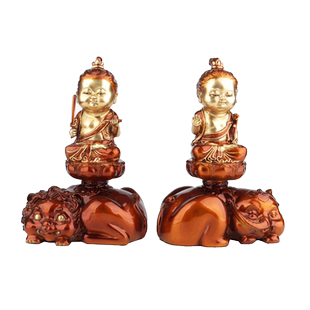 文殊普贤菩萨摆件彩铜文殊普贤铜像办公室家用客厅装饰品乔迁摆设