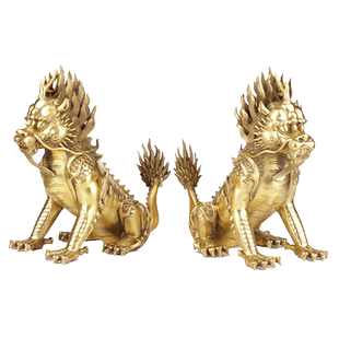 黄铜獬豸一对律师摆件文创瑞兽谛听铜像法兽法务办公室客厅装饰品