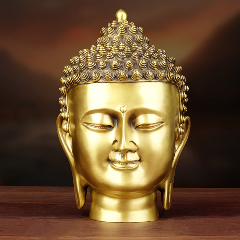黄铜佛头摆件大日如来佛祖释迦牟尼佛像阿弥陀佛释迦摩尼铜像大号