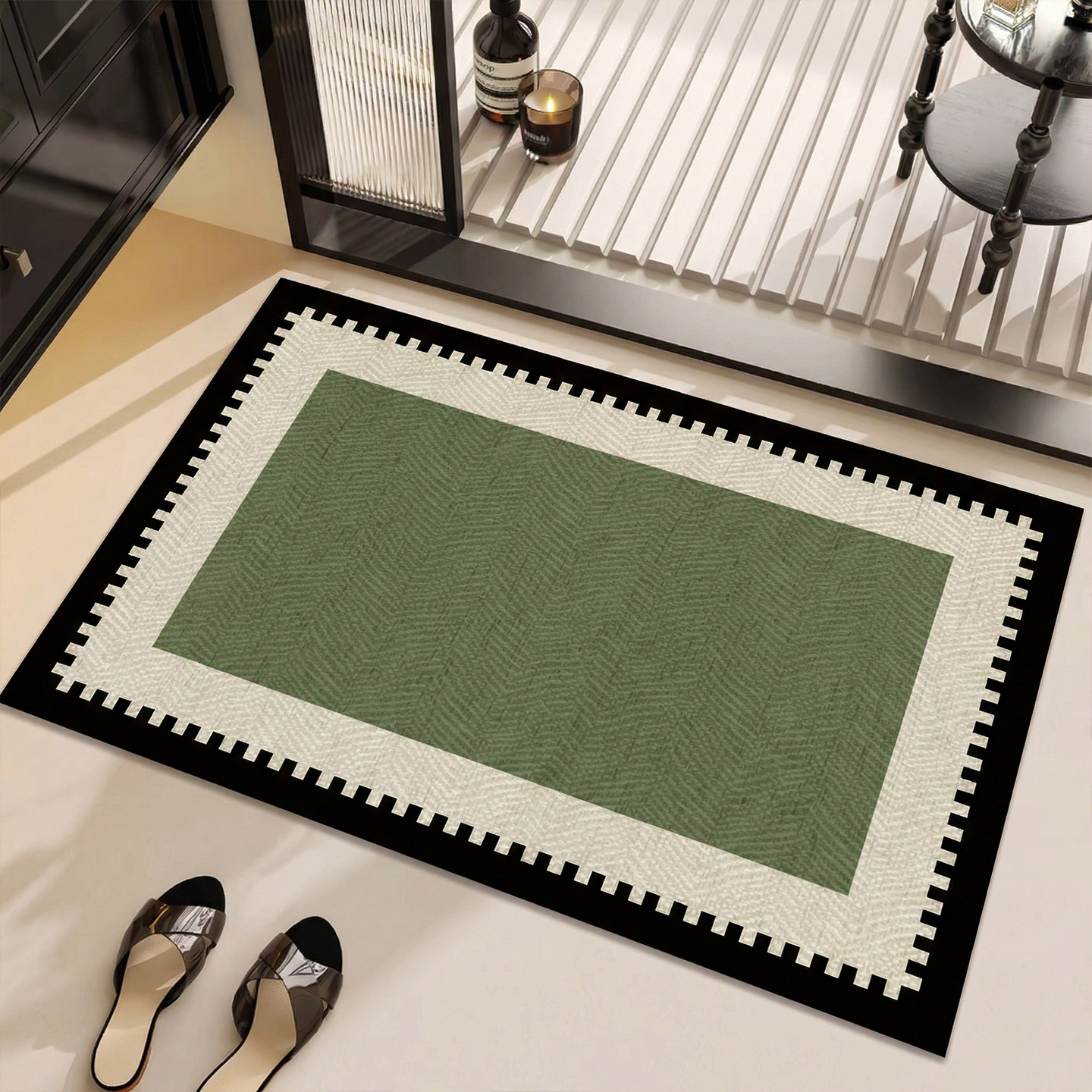 日本绿色浴室防滑垫吸水速干卫生间地垫软硅藻泥卫浴厕所进门脚垫