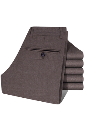 鸟家男西裤羊毛上班青年秋冬工装直筒长裤商务咖啡色裤西裤86021