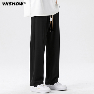 VISHOW垂感冰丝裤子男款夏季薄款男生宽松直筒拖地百搭休闲长裤