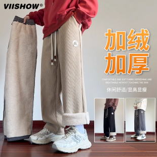 保暖灯芯绒长裤 VIISHOW羊羔绒棉裤 加绒加厚直筒休闲裤 冬季 子 男士