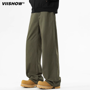 潮牌百搭直筒阔腿裤 宽松休闲弯刀裤 高街纯棉2025新款 VIISHOW美式