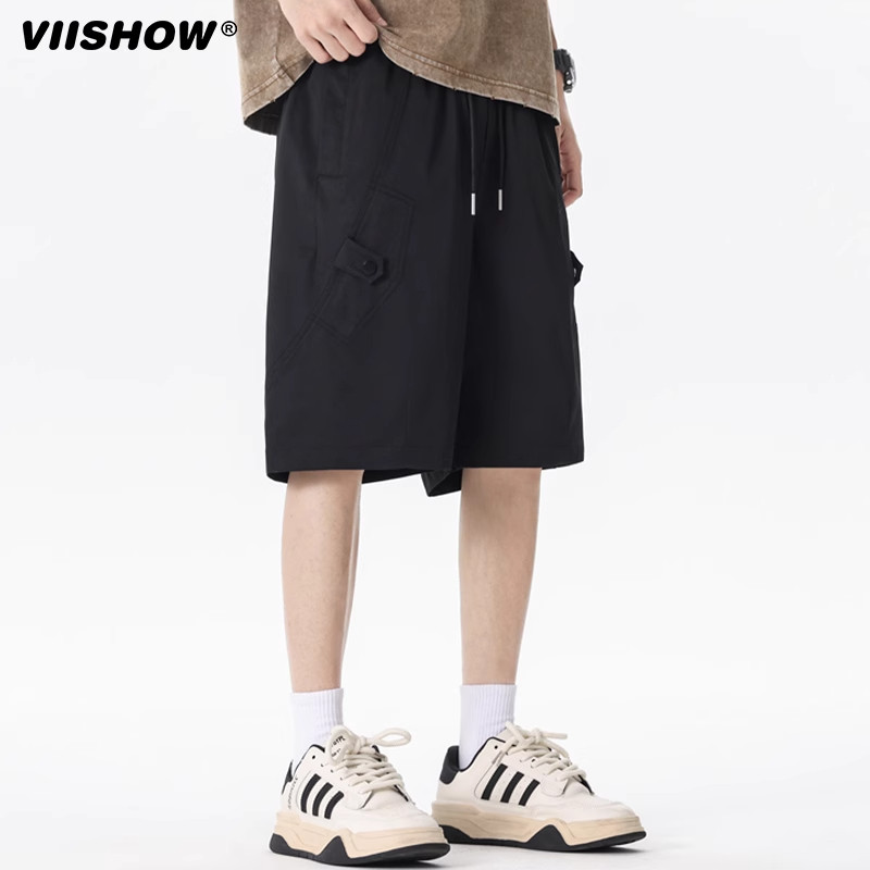 VIISHOW复古简约纯色潮牌运动短裤男夏季户外工装休闲宽松五分裤,男装,短裤,淘宝优惠券,粉丝福利购,淘宝优惠卷