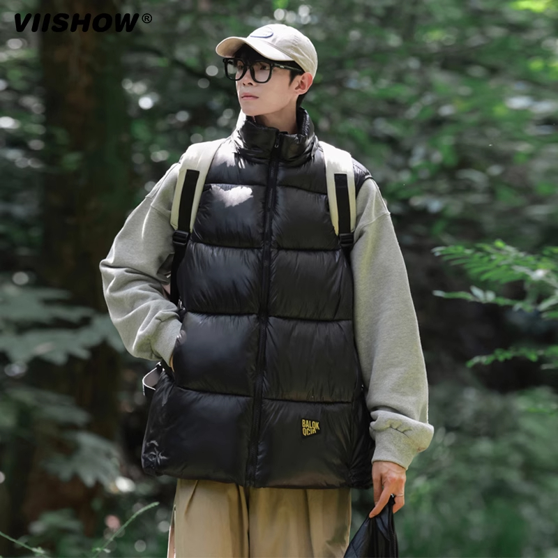 VISHOW男装2024秋冬季百搭立领短款棉马甲简约保暖外衣外套