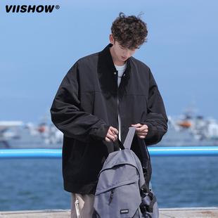 VISHOW棒球服外套男春秋季日系复古休闲工装宽松上衣飞行员夹克