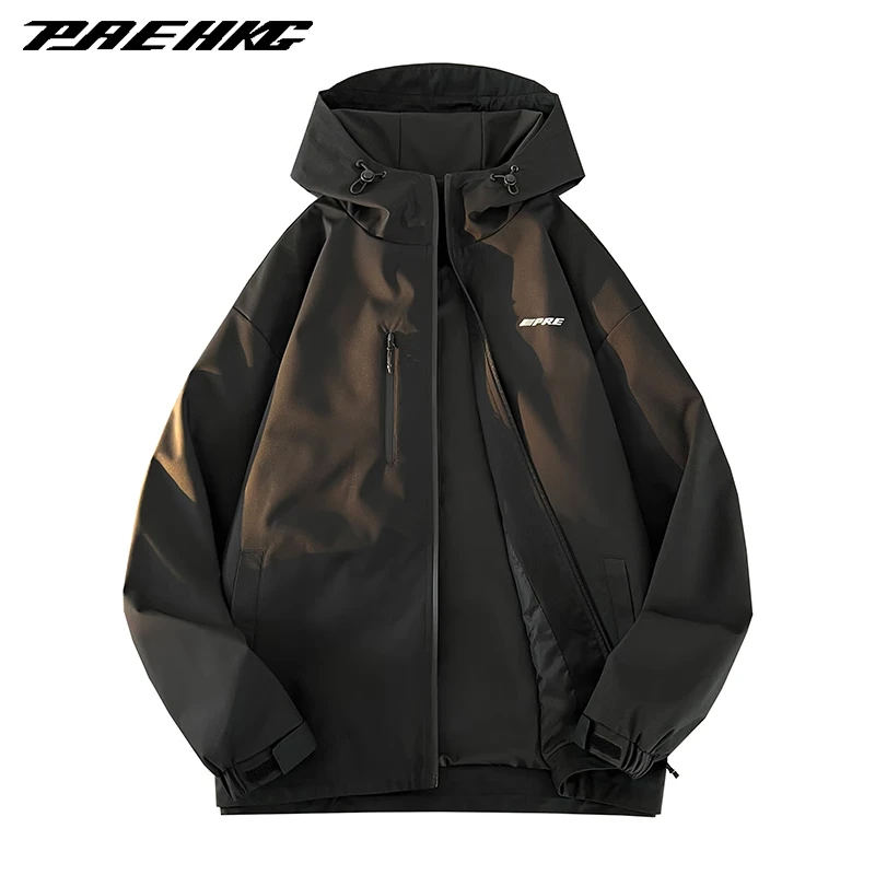 PRESSURE美式立体字母Logo印花休闲宽松夹克外套男女同款冲锋衣潮