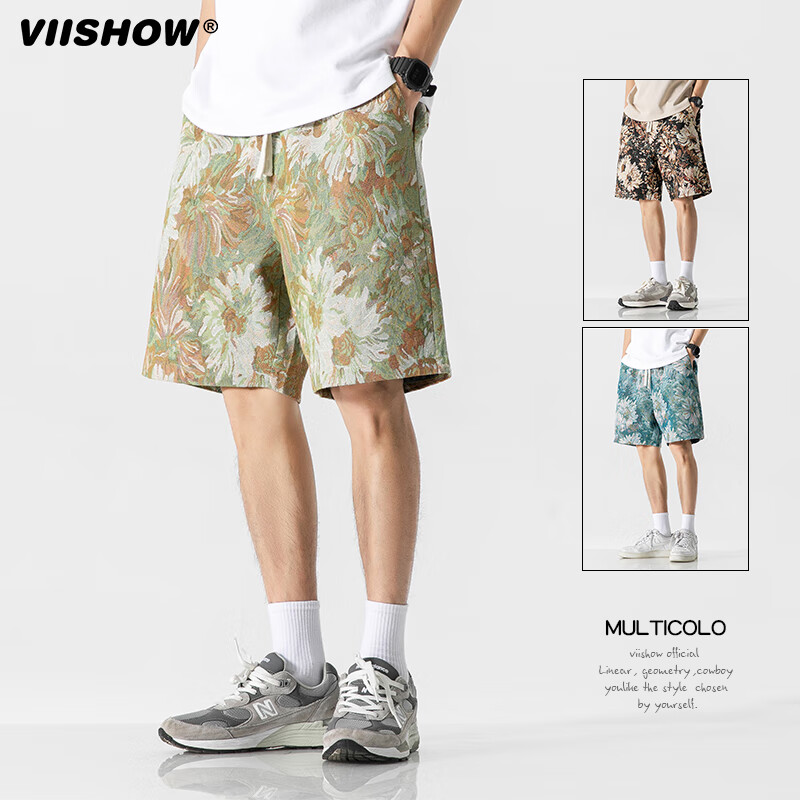 VIISHOW美式短裤男夏季潮牌ins沙滩裤直筒休闲五分裤百搭运动裤子
