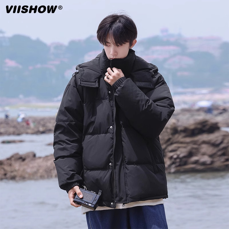 VISHOW羽绒棉服男连帽冬季2024新款美式潮牌加厚棉袄男生外套