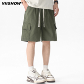 短裤 2025宽松休闲中裤 男士 VIISHOW冰丝工装 夏季 薄款 运动五分裤 子