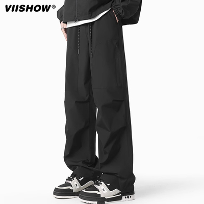 VIISHOW冲锋裤男款春秋季美式潮流休闲裤机能风宽松直筒工装裤子