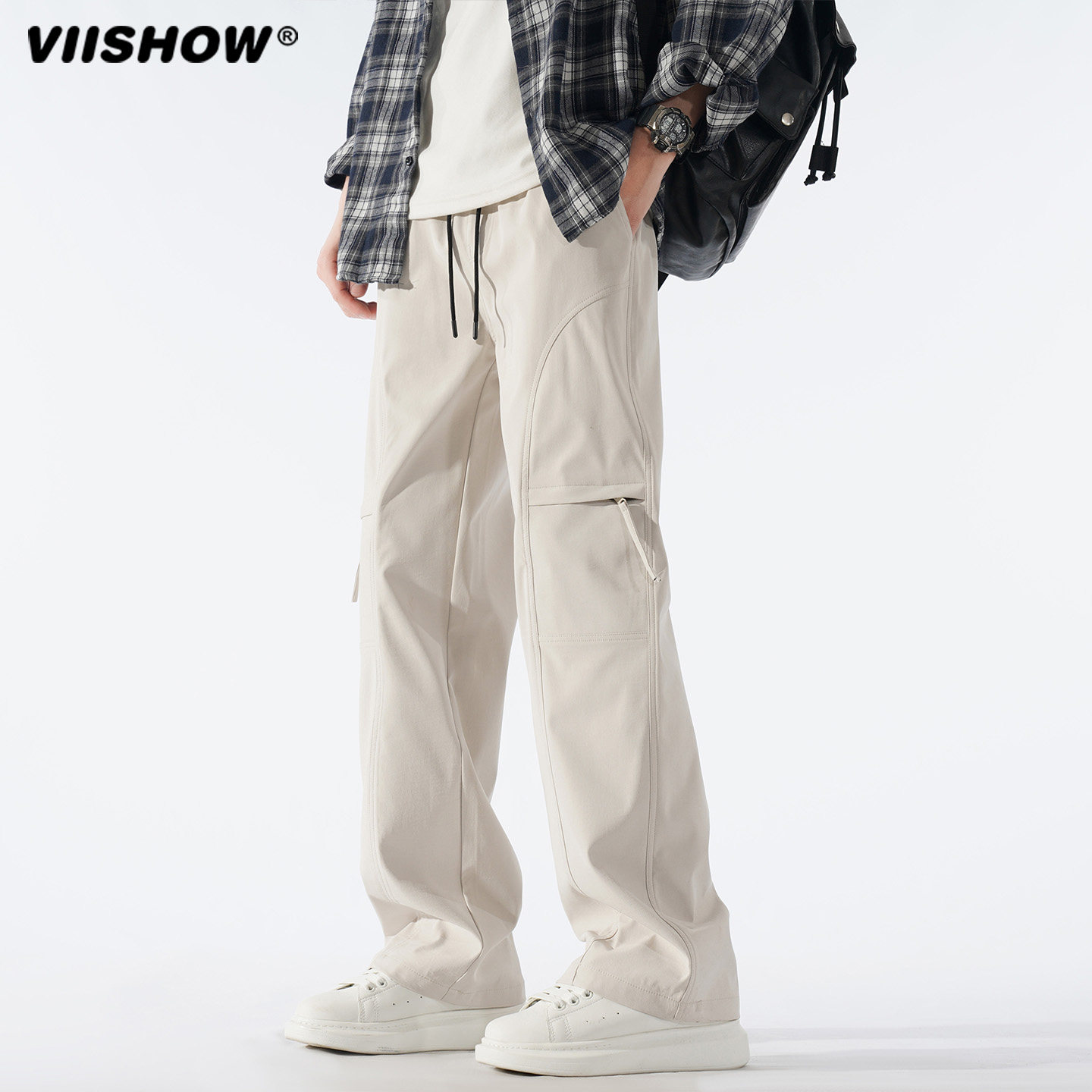 VIISHOW工装裤男秋季多口袋运动伞兵裤子痞帅宽松直筒阔腿休闲裤,男装,休闲裤,淘宝优惠券,粉丝福利购,淘宝优惠卷