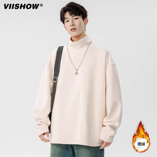 内搭 t恤打底衫 VIISHOW德绒半高领纯色卫衣情侣新款 上衣保暖长袖