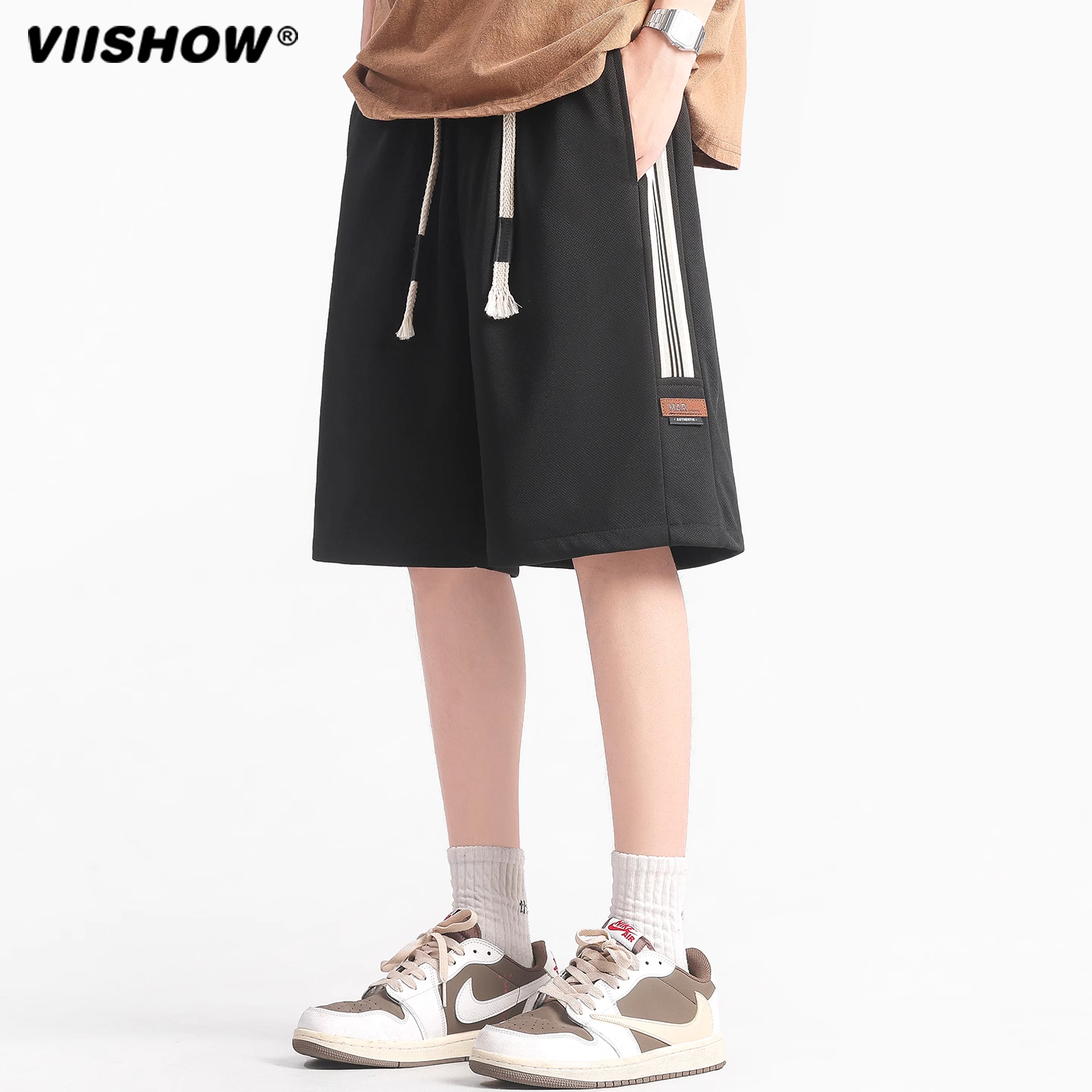 VIISHOW美式重磅短裤男款夏季宽松休闲五分裤潮牌冰丝运动裤子薄