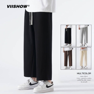 子 运动潮牌男生宽松阔腿九分小西裤 VIISHOW直筒休闲长裤 男夏季