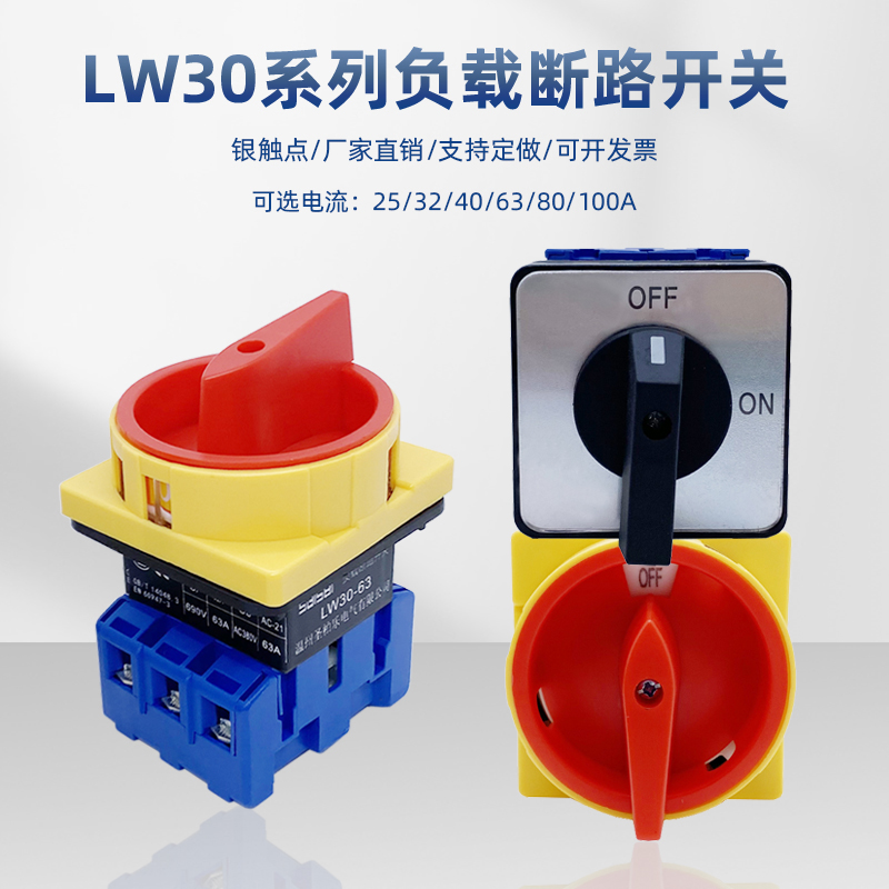 LW30-63A电源切断开关银触点100A