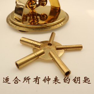 铜一顶5多功能老机械座挂钟上发条链上弦钥匙古董400天落地钟包邮