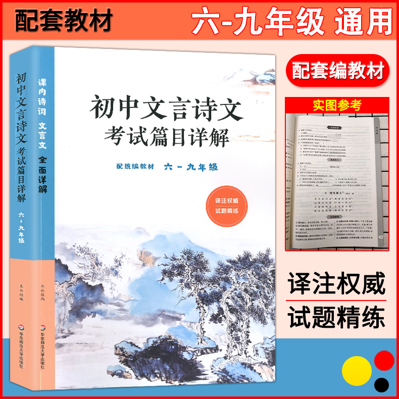 初中文言诗文考试篇目详解配统编教材(6-9年级)六-九年级配套语文统编教材使用古诗词文言文初中语文教辅华东师范大学出版社