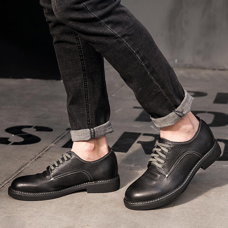 布洛克男鞋春季复古英伦皮鞋系带