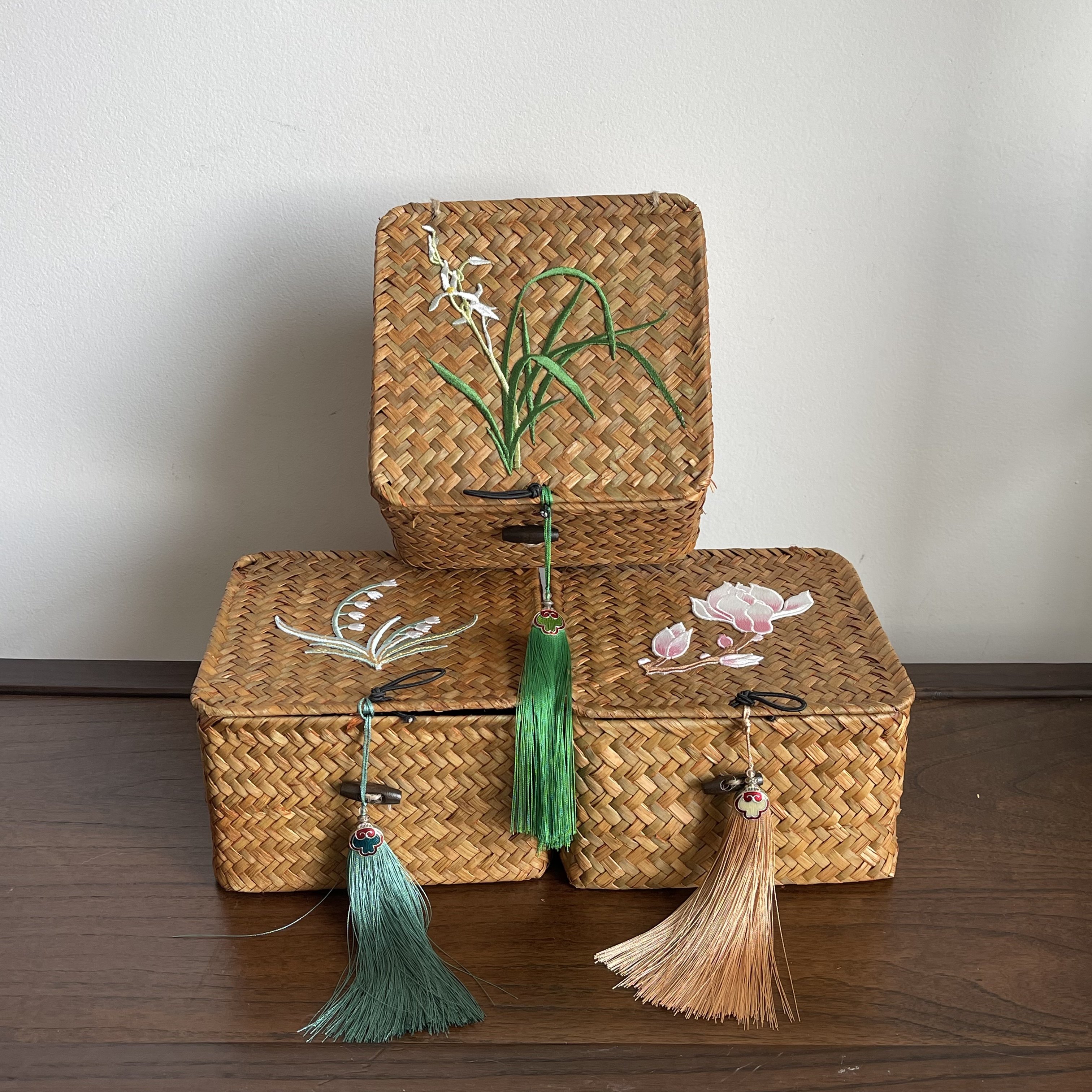 【中式收纳盒】带盖海草编织篮婚礼伴手礼喜糖盒家居茶室空间收纳