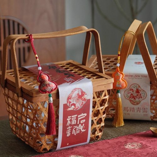 2026新年竹片手工编织提篮